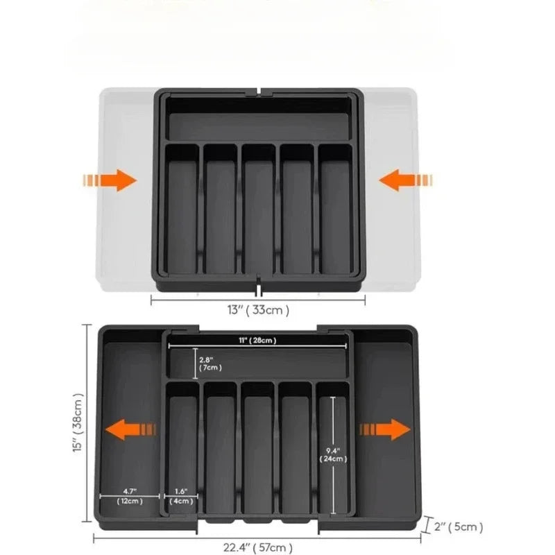 Kitchen Organizer Tray Adjustable Pantry Organizer Utensil Cutlery Drawer  for Silverware Tableware Expandable Kitchen Drawer