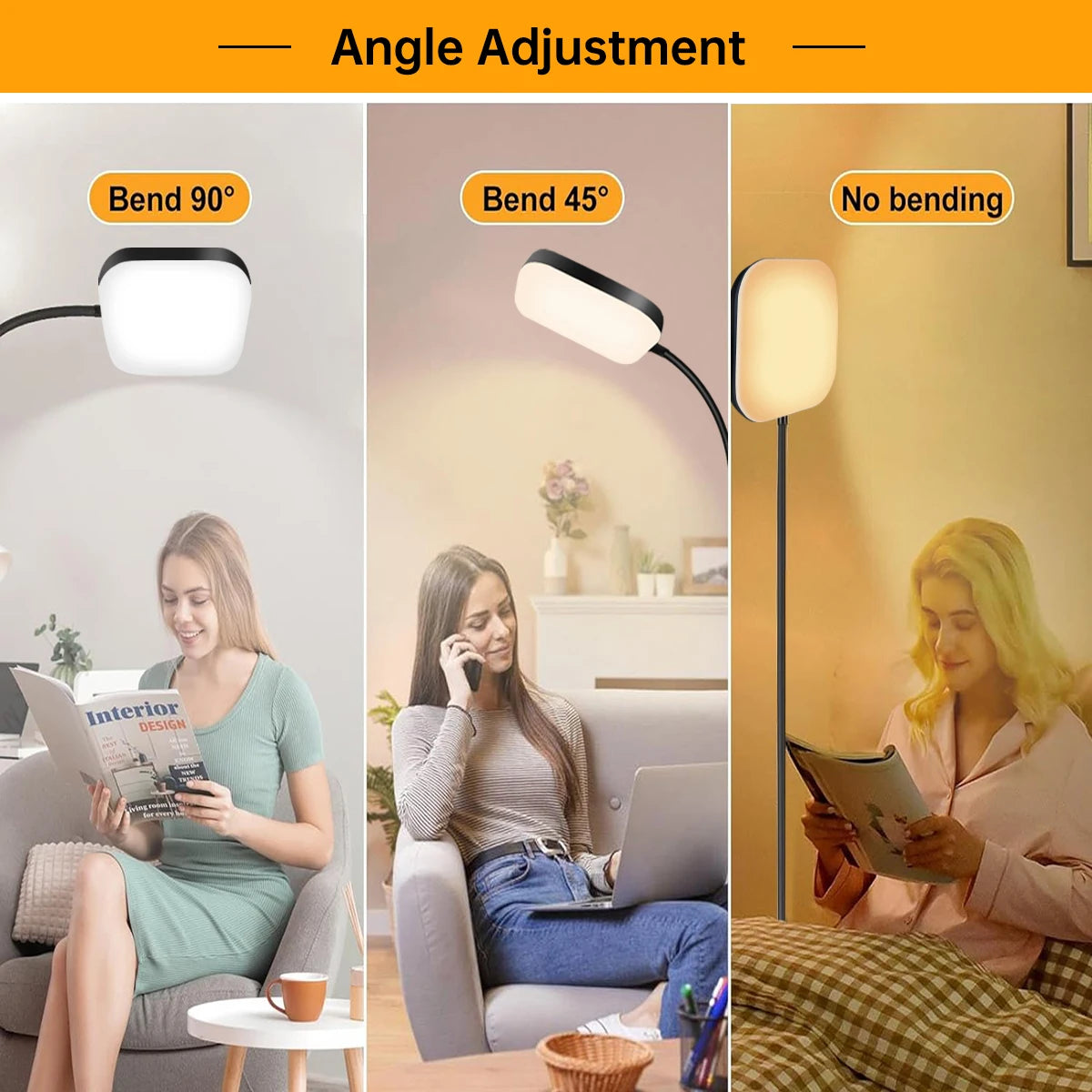 Modern LED Floor Lamp Bright 18W Sofa Reading Lamps for Lash Extensions Dimmable Modern Standing Light Adjustable Gooseneck