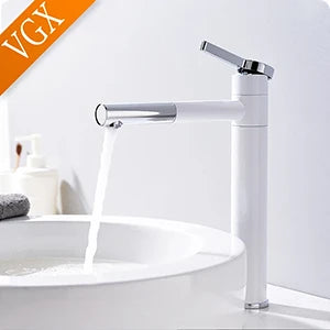 VGX Bathroom Faucets High Basin Mixer Sink Tall Faucet Gourmet Washbasin Taps Water Tap Hot Cold 360° Tapware Crane Brass Black