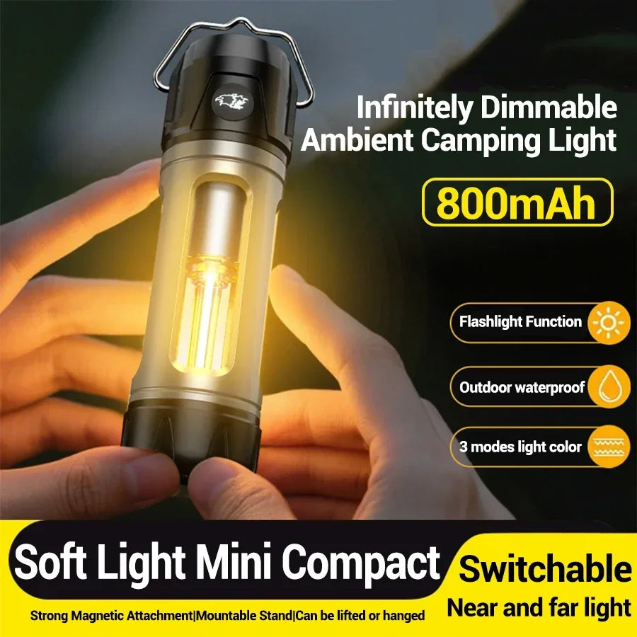 Camping Light Lightweight Handheld Torch  5 Lighting Modes Rechargeable Tent Lamp for Patio Climbing 8 Light Filaments