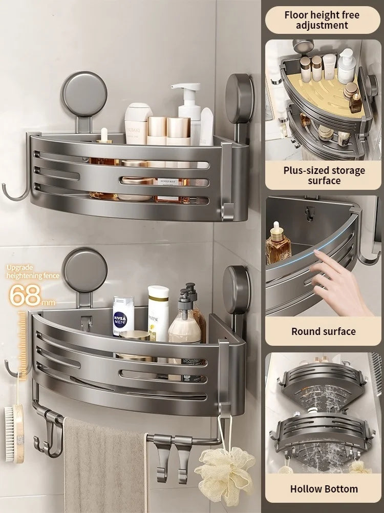 Bathroom Storage Shelf Suction Cup Perforation-Free Bathroom Triangle Toilet Wash Counter Corner Bathroom Storage Shelf