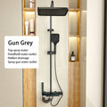 Gun Grey Bathroom Shower Set Digital Display FourFunction Shower System Rainfall Pressurized Piano Key Shower Faucet Set