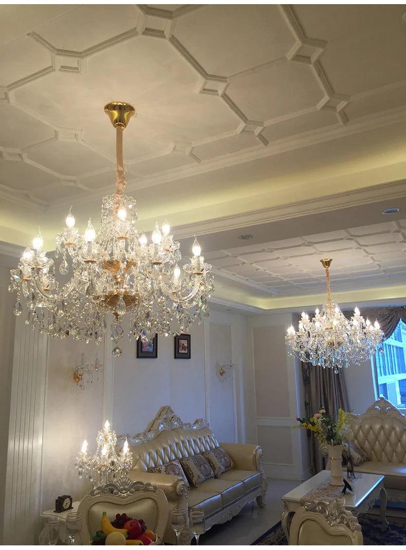 Luxury Living Room Decorate LED Ceiling Pendant Lights Indoor Hanging Lights Fixture Home Crystal Chandeliers Villa Lighting
