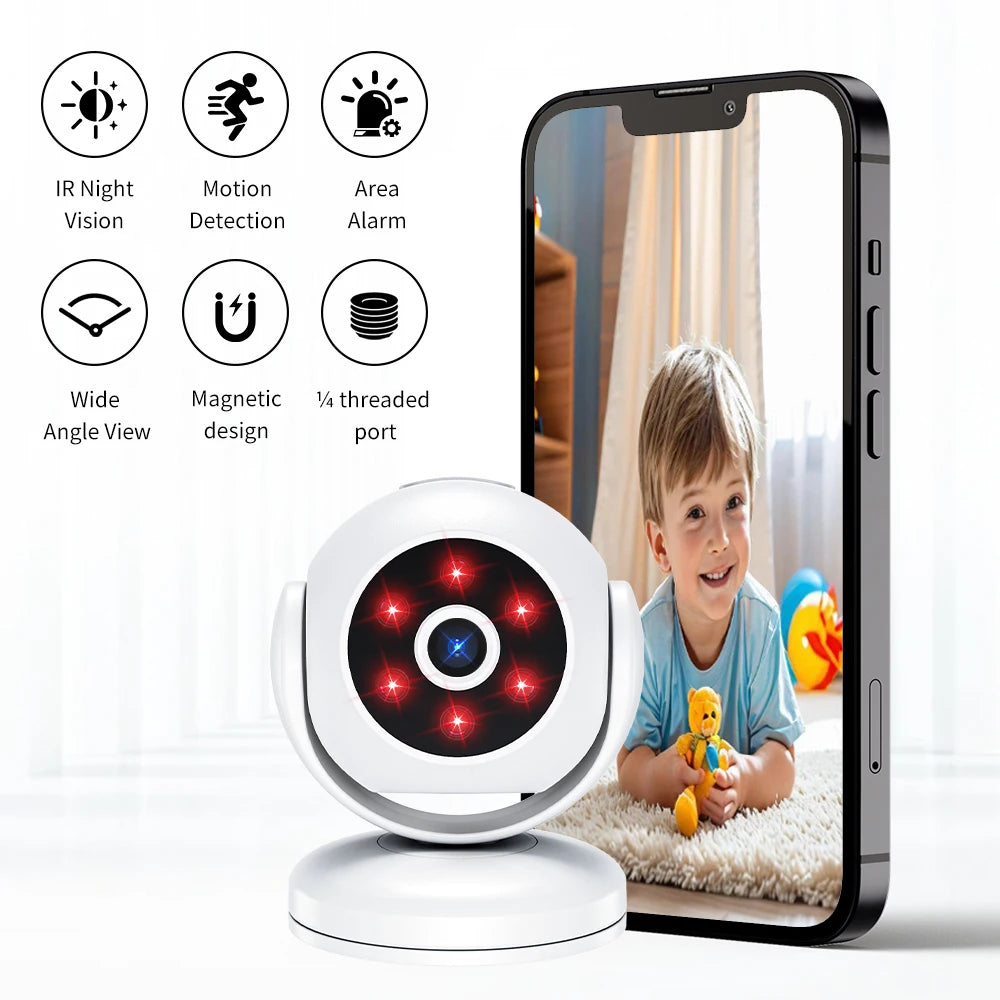 1080P Smart WiFi Camera Mini Wireless Security Camera Indoor Outdoor Wireless Camera 170° Wide Angle Lens Built-in Battery Night