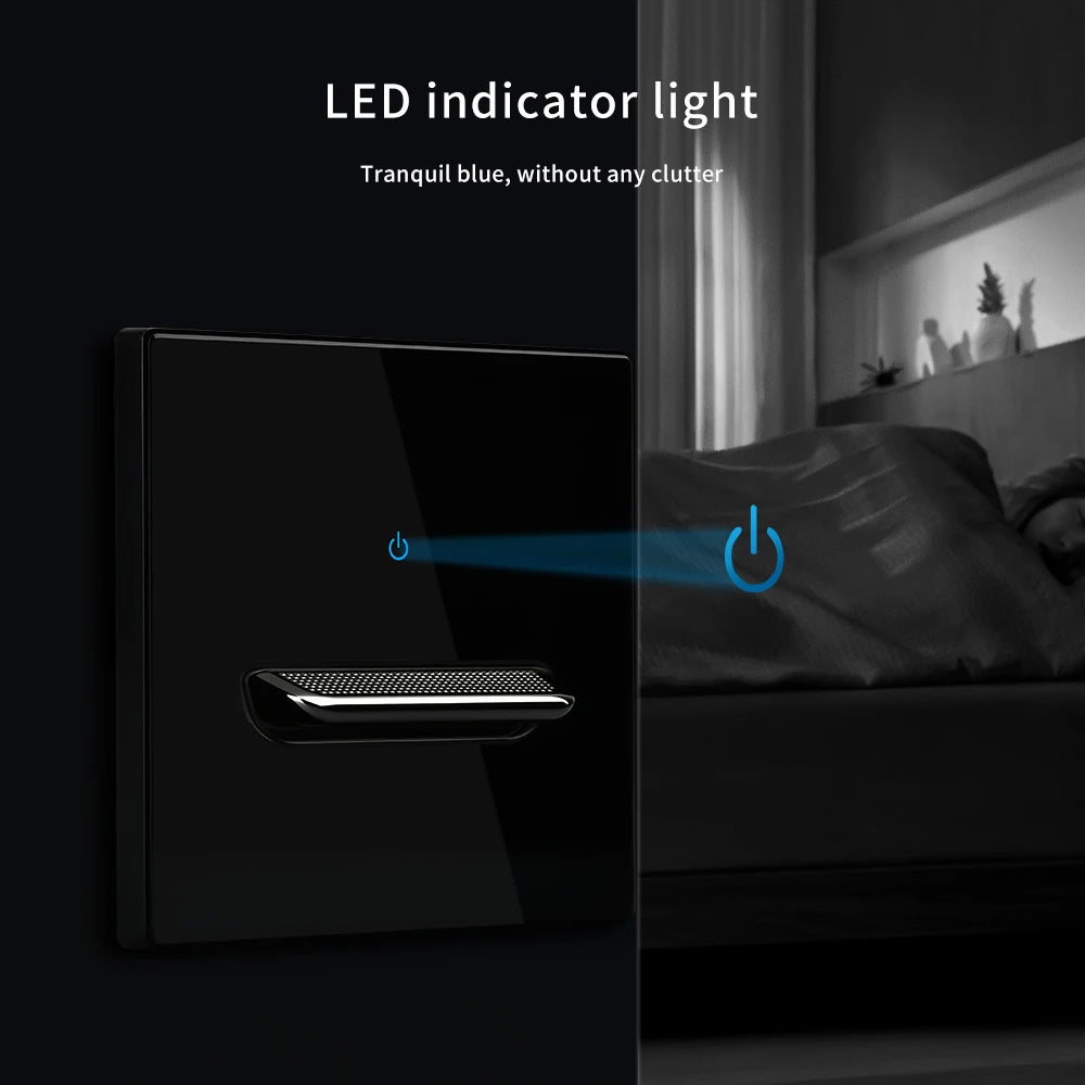 Black Tempered Glass Wall Switch Panel Led European 16a Socket Retro Toggle Light Switch Eu Uk Standard 2usb Socket 1Gang-4gang