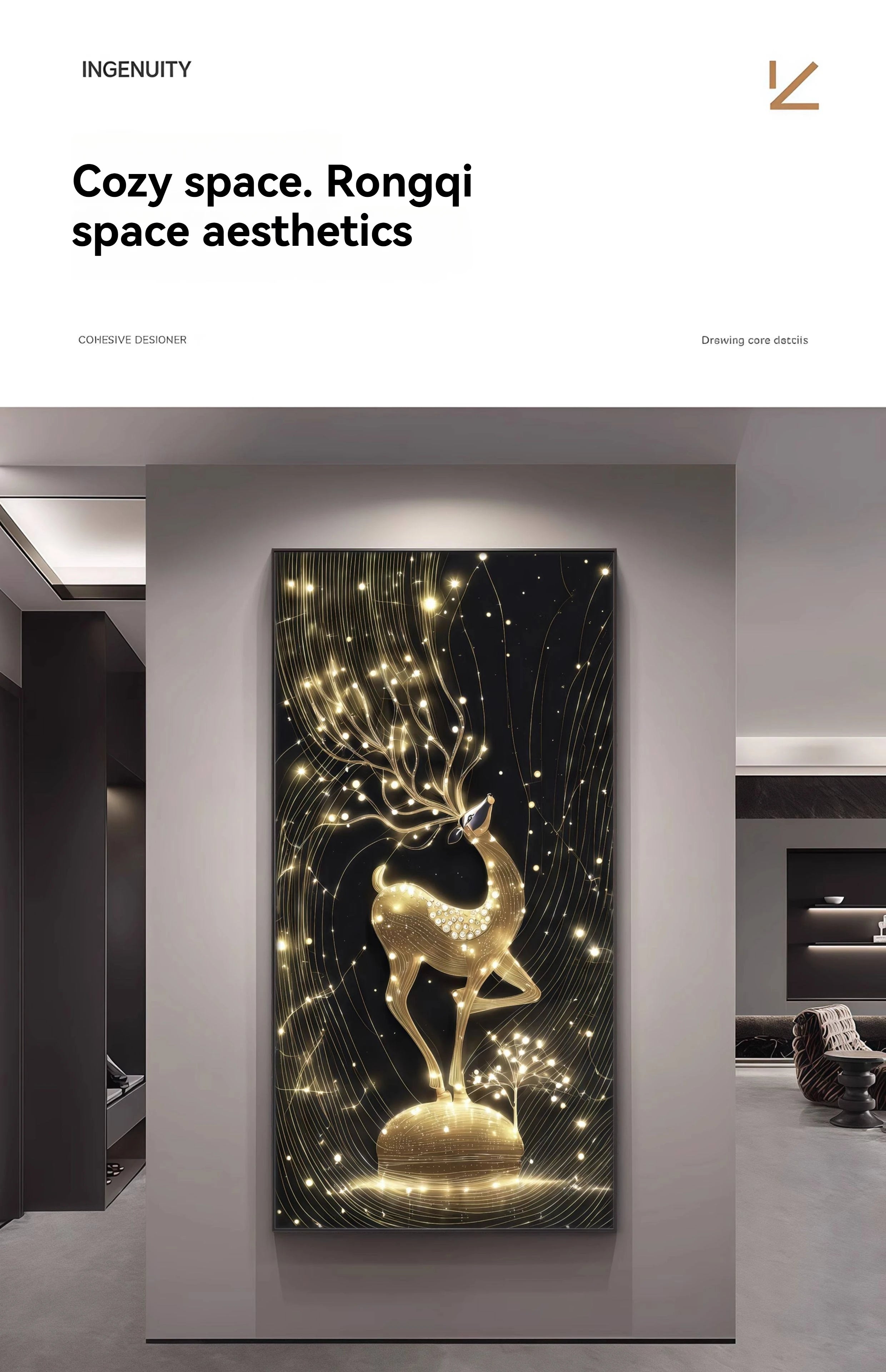 Light Luxury Deer Deer Wealth Making Entrance Led Decoration Painting Home Decoration Corridor Living Room Wall Painting Lights