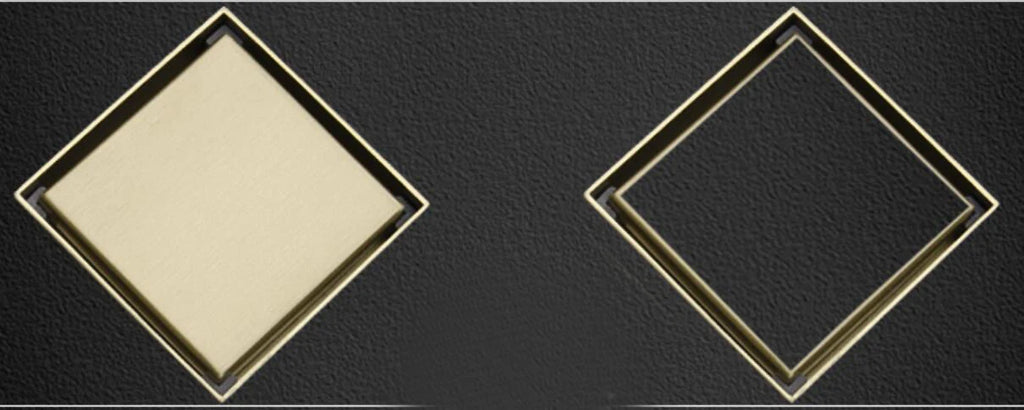stainless steel Brushed Gold Floor drain 10*10cm Shower Square Deodorization Type Bathroom Water Flow Tile Insert Drain