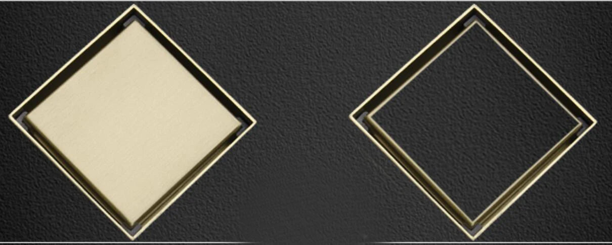 stainless steel Brushed Gold Floor drain 10*10cm Shower Square Deodorization Type Bathroom Water Flow Tile Insert Drain