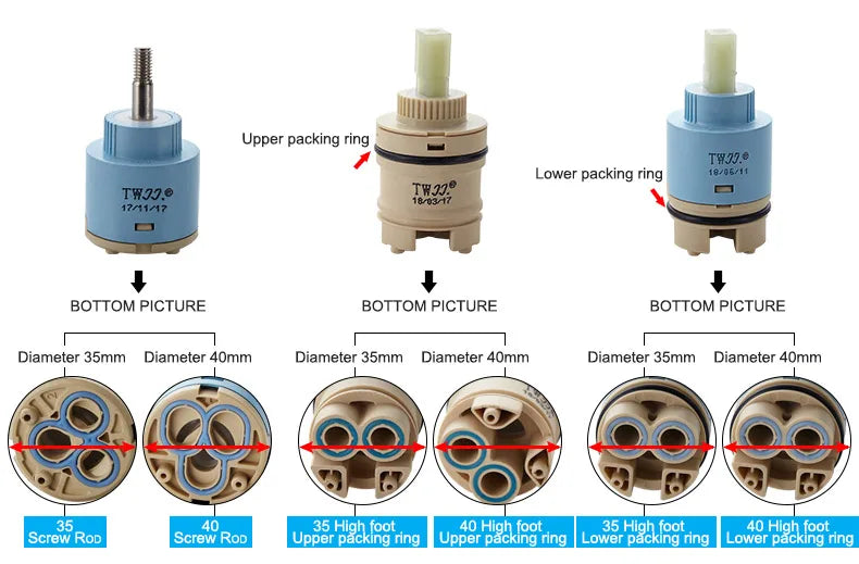 25mm/35mm/40mm Moen Replacement Ceramic Spool Water Mixer Tap Faucet Cartridge Kitchen Bathroom Faucet Replace Part