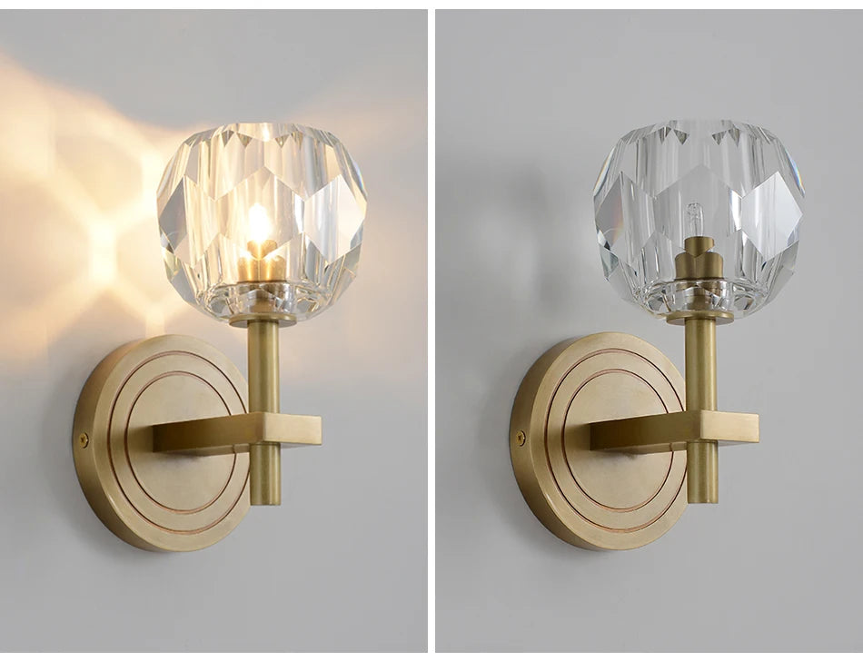 Modern Crystal wall lamp Luxury Living room bedroom lounge interior stairs wall lamp side lights Rose gold Copper wall light