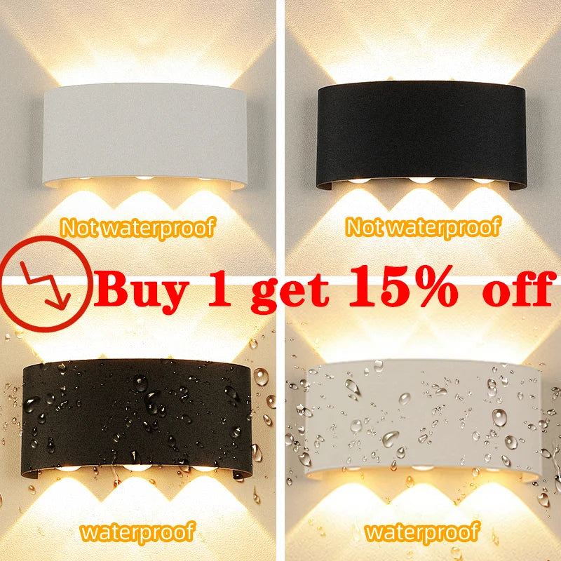 LED Wall Lamps Interior Wall Light IP65 Waterproof Aluminum Indoor Outdoor Lighting Wall Lamp Outside Wall Lights Living Room