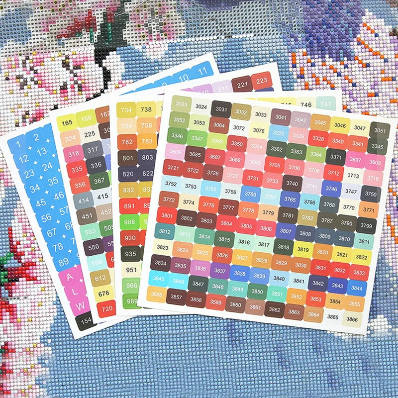 Square Round Heart 447 DMC Labels Stickers, Colorful Number Sticker Mark Stickers, DIY Craft Diamond Painting Accessories