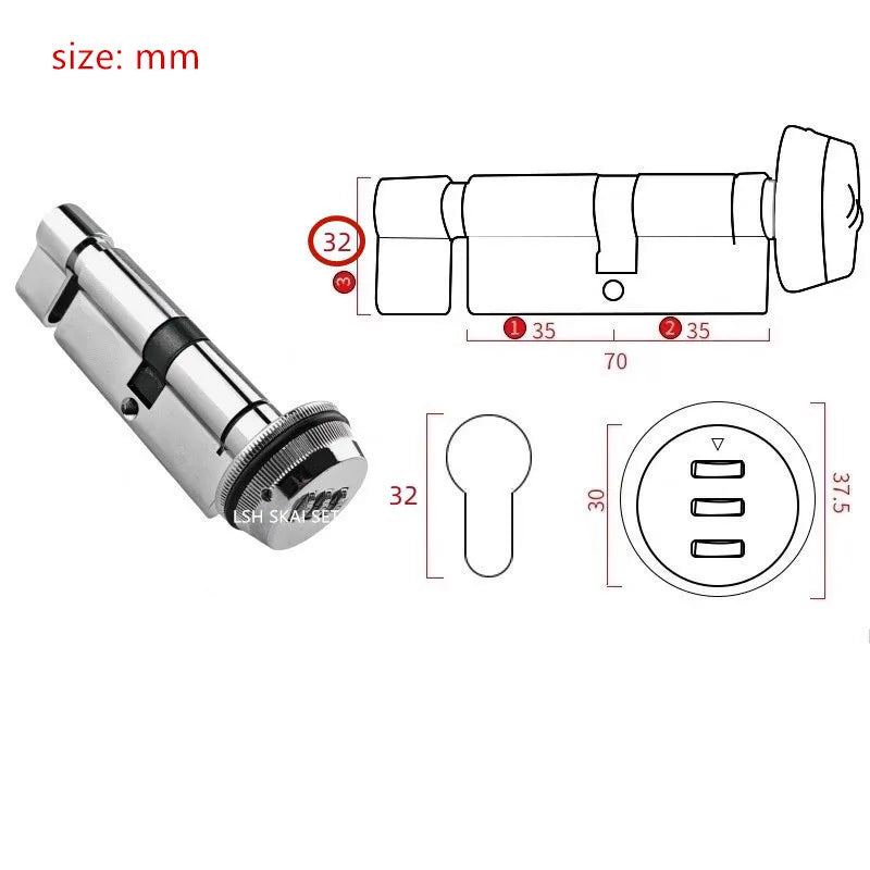 1Pc Digital Password Intelligent Keyless Lock Core Zinc Alloy Bedroom Door Lock Home Hardware Safety Anti-theft Door Accessories