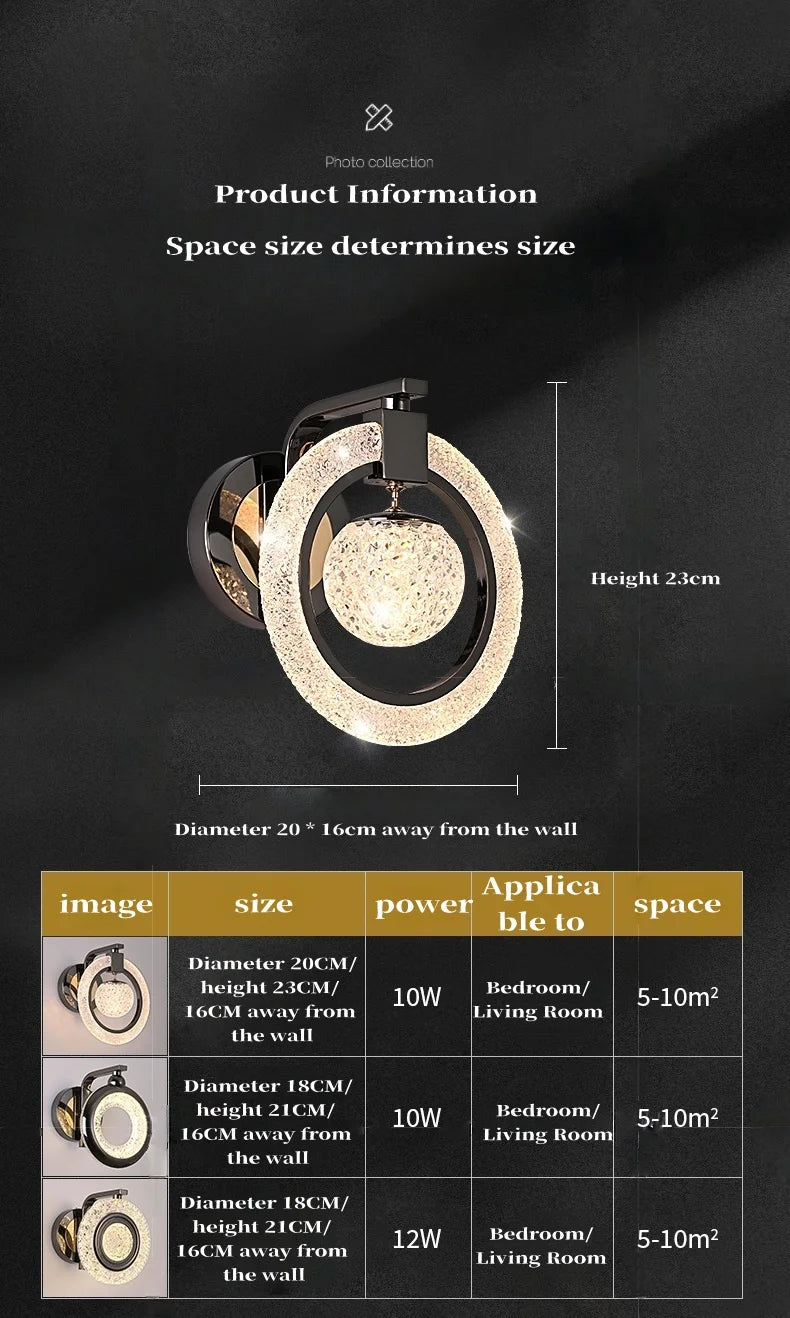 Light Luxury Led Wall Lamp Home Decoration Bedroom Bedside Lamp Living Room Hotel Dining Room Background Staircase Wall Lamp