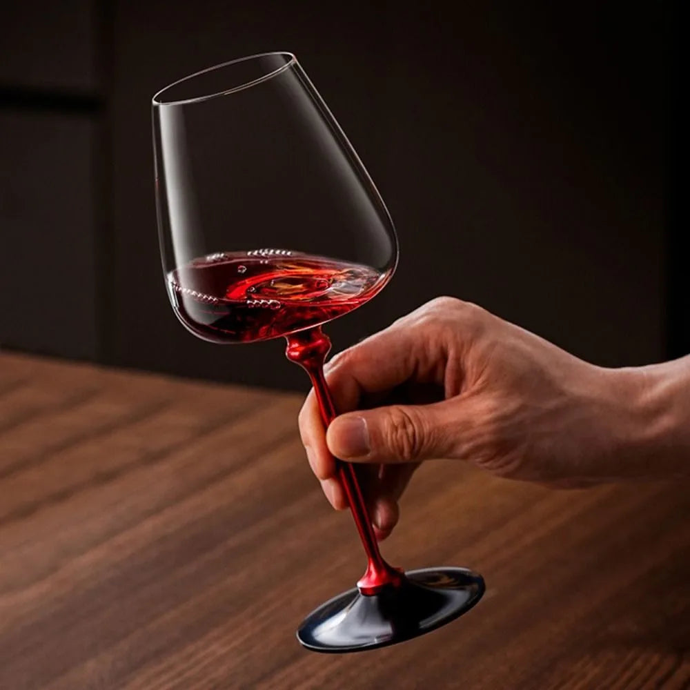 Advanced Clear Rotating Glass Wine Glasses 500ml Thickened Base Crystal Goblet Ergonomic Holder Wine Decanter Glass Cup Whiskey