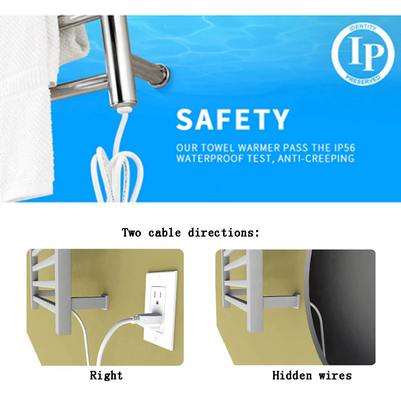 500*800*120(mm) Electric Towel Rack 304 Stainless Steel 50°C+5 Constant Temperature Fast Heat Drying Bath Towel Bar 110V/220V