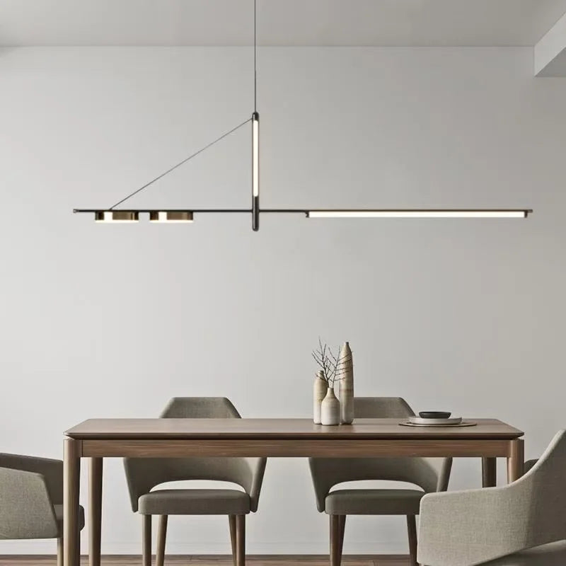 Minimalist Restaurant Chandelier Modern Light Luxury Simple Nordic Bar Table Spotlight Designer Creative Straight Strip Lights