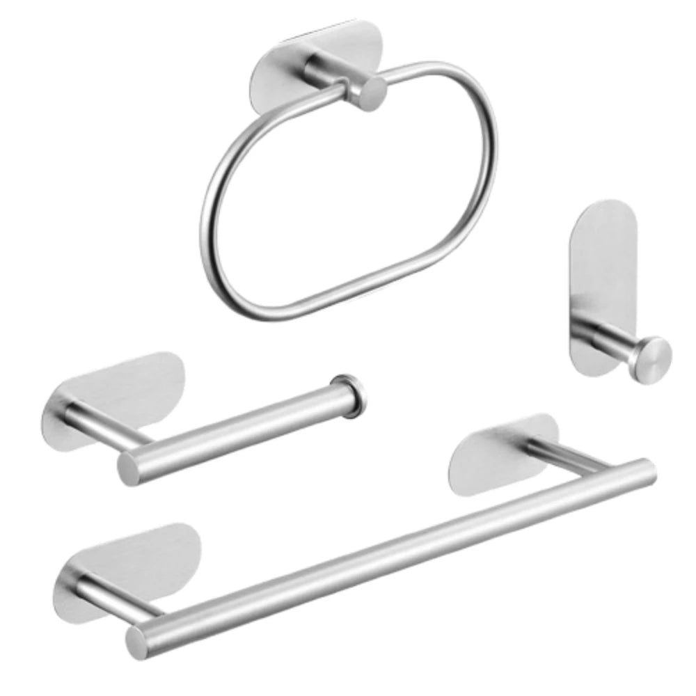 4/5Pcs Stainless Steel Bathroom Hardware Set Anticorrosion Wall Mount Bathroom Towels Rack No Punching Rustproof Towel Bar