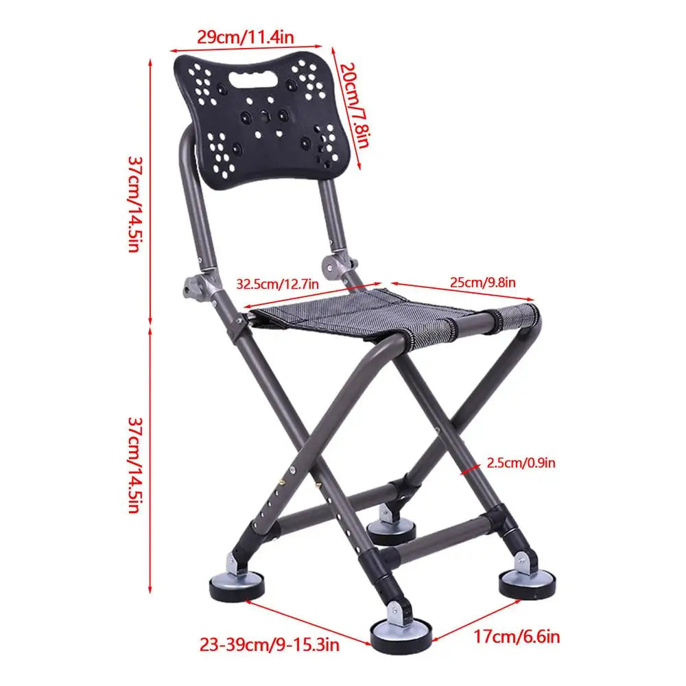 Portable Fishing Chair Folding Fish Chair 180 Degree Adjustable Backrest Four-leg Recliner Aluminum Alloy Camping Chair Stool