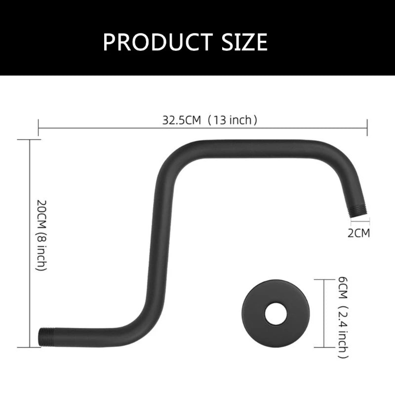 Shower Head Extension Arm, Gooseneck Risers with Flanges, High Rise Showerhead Extension Pipe for Bathroom Upgrades, 13in
