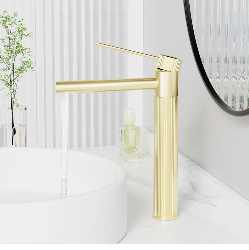 Stainless Steel Basin Faucet Gold/Black Bathroom Faucets Crane Tall Sink Faucet Hot Cold Water Sink Mixer Bathroom Faucet