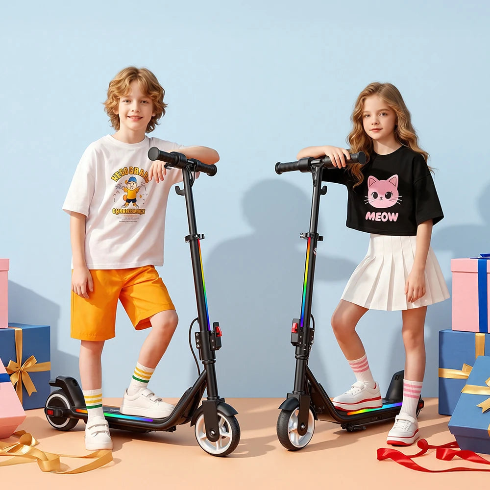 iScooter iK3Max Kids Electric Scooter 200W 4.5Ah Scooter 13KM Range Foldable Scooter Solid Tire Bluetooth Connection Kid Scooter