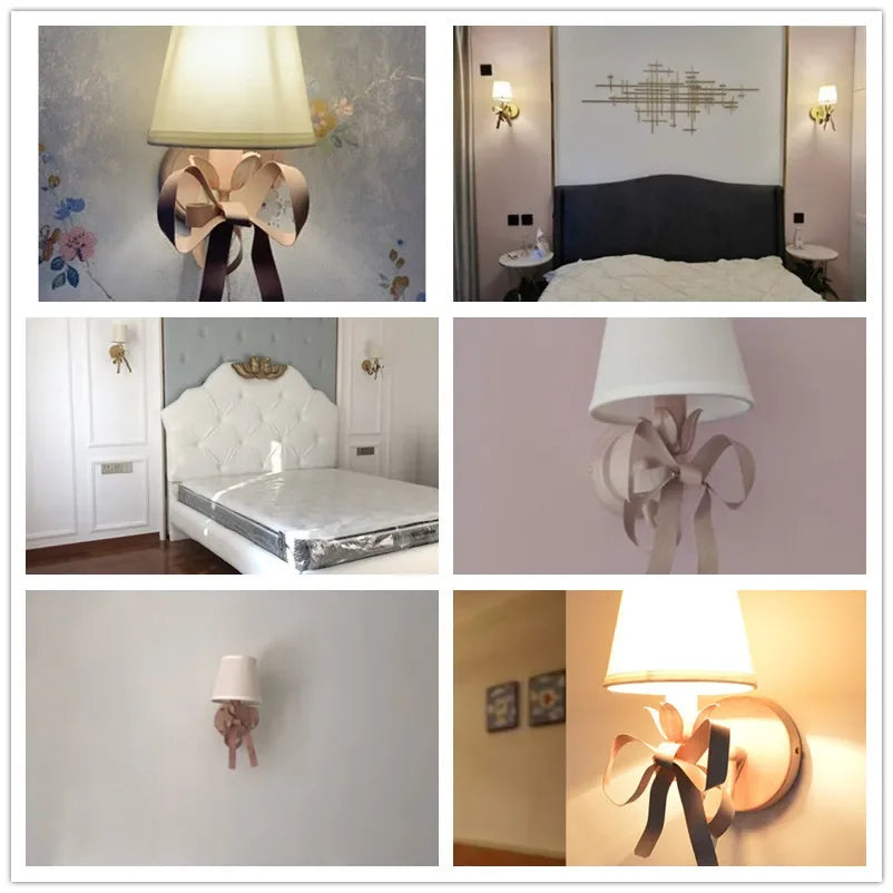 2025 Modern Simple Light Luxury E14 Bowknot Wall Lamp Living Room Bedroom Girl Princess Children Room Lights
