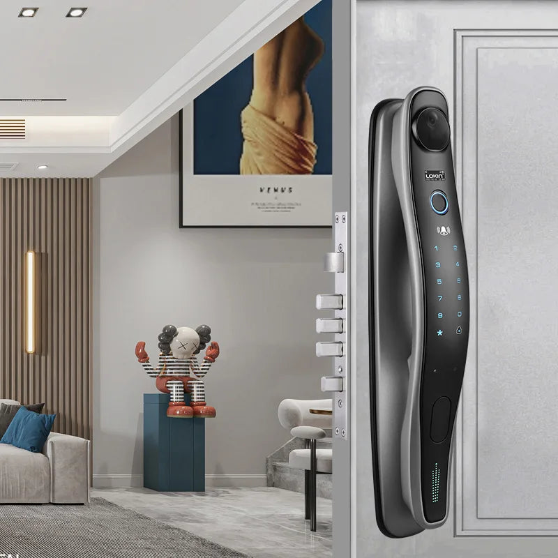 Smart digital password electronic lock 3D face recognition Smart door lock with camera