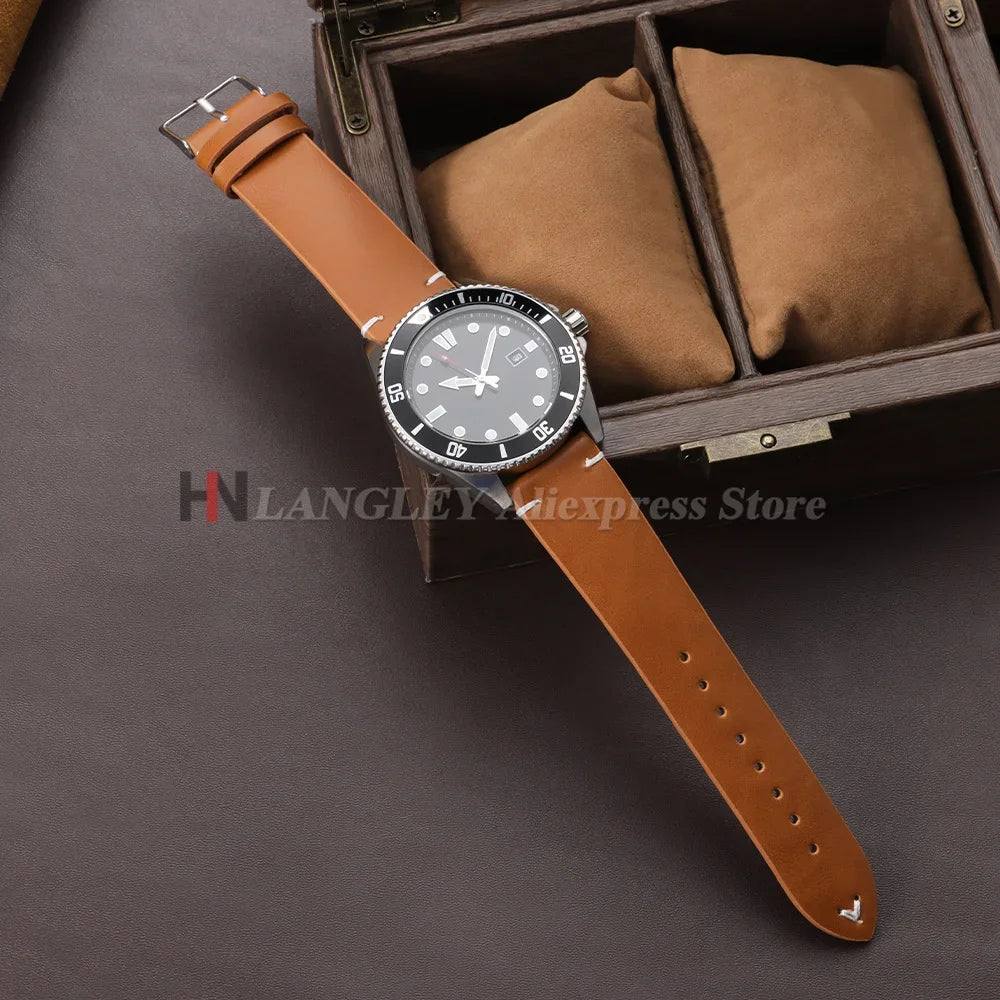 18mm 20mm 22mm Vintage Oil Wax Leather Watch Band Brown Black Cowhide Straps Quick Release Universal Bracelet for Men Wristbands