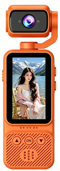 1080P HD Video Recording Camera - High Definition 180° Manual Rotation Lens Camera, Portable Rechargeable Vlog Camera