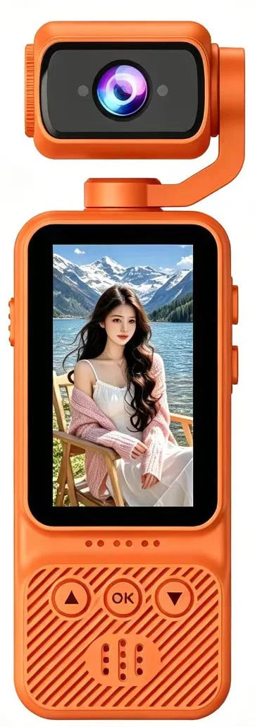 1080P HD Video Recording Camera - High Definition 180° Manual Rotation Lens Camera, Portable Rechargeable Vlog Camera