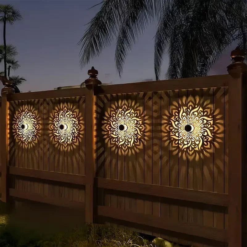 Solar Mandala Sunflower Projector Wall Light Outdoor Garden Decoration Landscape Light for Patio Garden Estate Porch Courtyard