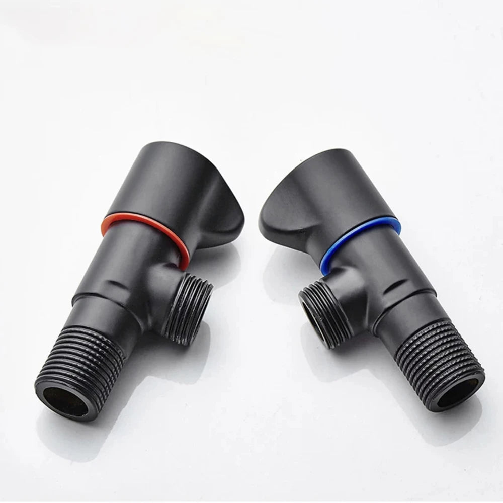 Black Stainless Steel Bathroom Filling Angle Valve G1/2 Threaded Standard Male Corner Bidet for Kitchen Cold Hot Tap Accessories