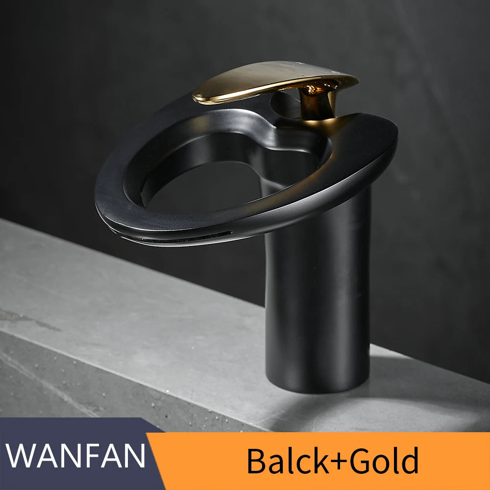 Black Basin Faucets Waterfall Bathroom Faucet Single handle Basin Mixer Tap Bath Faucet Brass Sink Water Crane Silver 855964