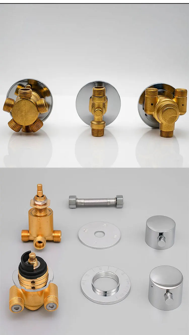 Thermostatic Brass Shower Faucet Valve 2/3/4/5 Way Diverter Mixer Control for Steam Room Shower Column Panel Bathroom Accessoris