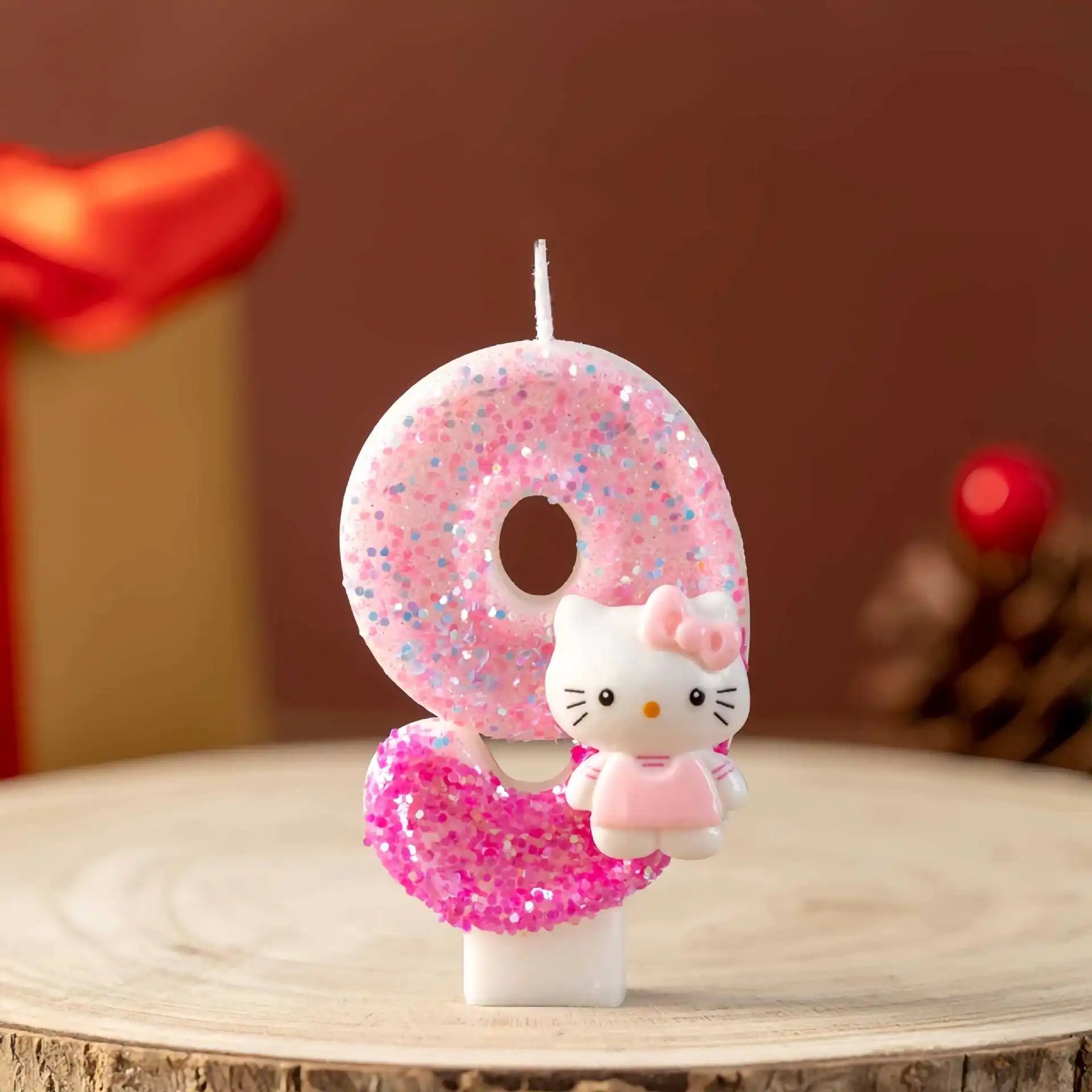 Cute cartoon cat digital candle 0-9 pink birthday candle cake party decoration