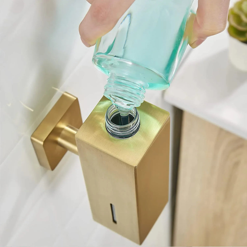 304 Brushed Stainless Steel Manual Soap Dispenser Wall Mounted Golden Black Square Round Soap Dispenser for Hotel Bathrooms