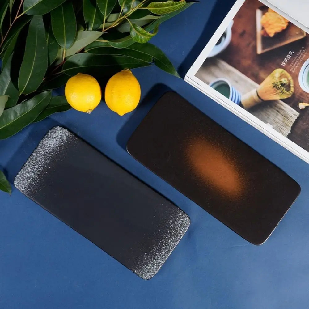 Kitchen Accessories Ceramic Japanese Style Sushi Plate Exquisite Fashionable Dinner Plates Elegant Rectangle Flat Plates Home