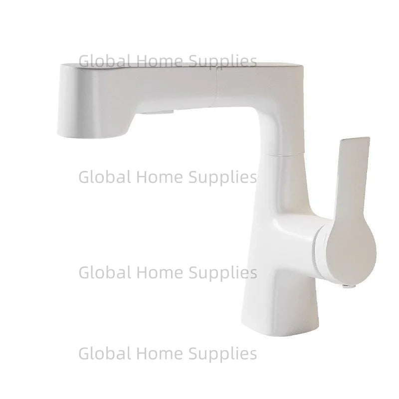 Bathroom Pull Out & Lift Basin Faucet Hot & Cold Water 360° Rotatable Lift Up and Down Single Handel Single Hole Water Mixer Tap
