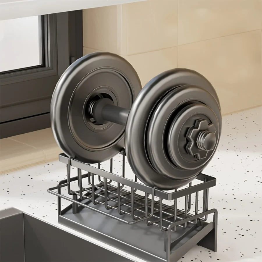 Stainless Steel Kitchen Sink Organizer - Multi-Functional Over Sink Drain Rack for Faucet Area, Rag & Sponge Storage