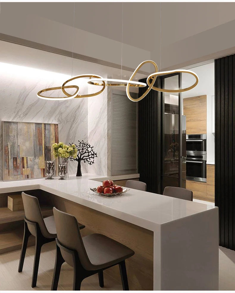Postmodern Luxury led hanging lamp Minimalist art Personality Chandelier for Living Dining room Iron LED ring chandelier Light