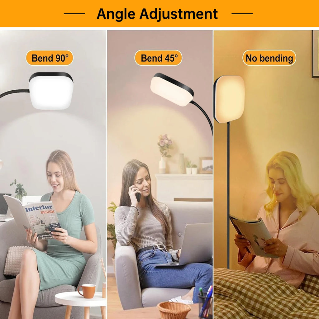Modern LED Floor Lamp Bright 18W Sofa Reading Lamps for Lash Extensions Dimmable Modern Standing Light Adjustable Gooseneck