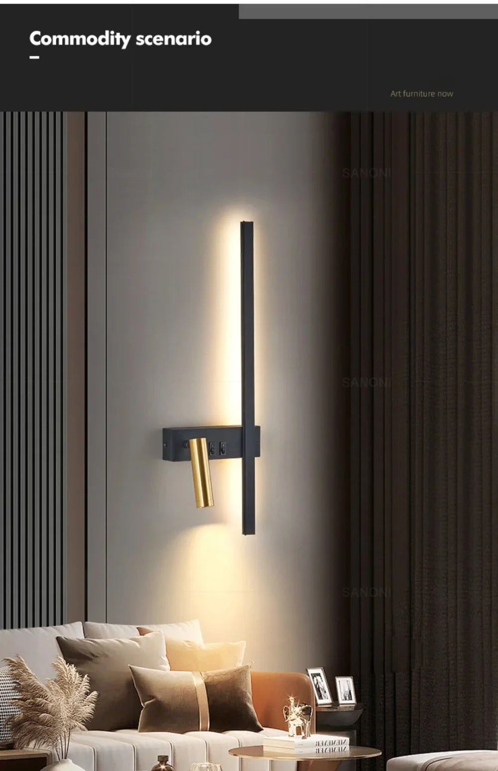 Modern LED Wall Lamp with Reading Spotlight for Living Room Sofa Bedroom Background Bedside Wall Light Bedside Lighting Fixture