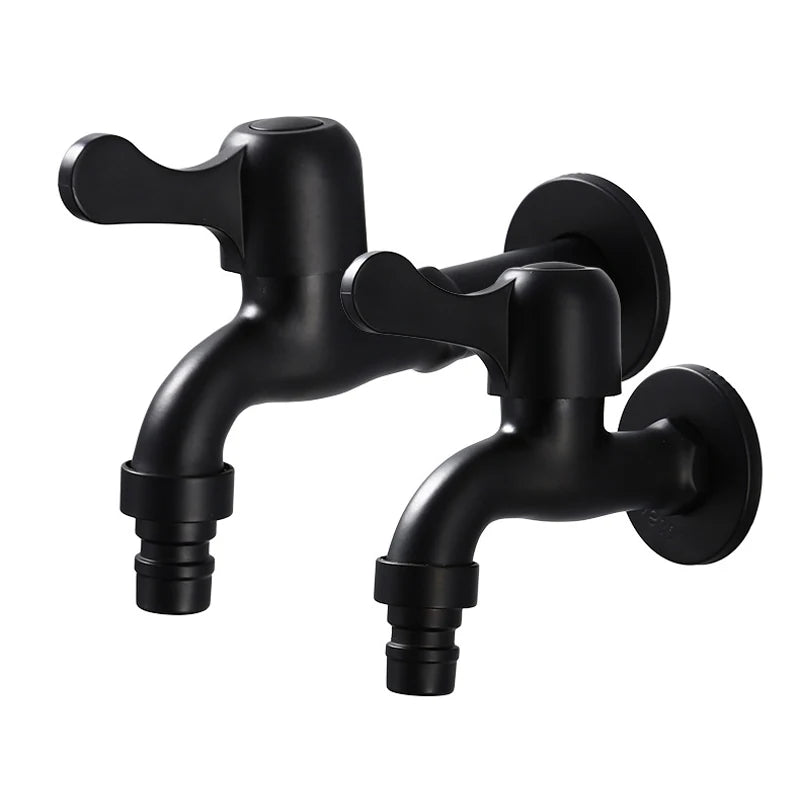 Faucets Black Brass Wall Mounted Bathroom Corner Washing Machine Cold Water Faucet Outdoor Garden Bibcock Toilet Mop Pool Taps