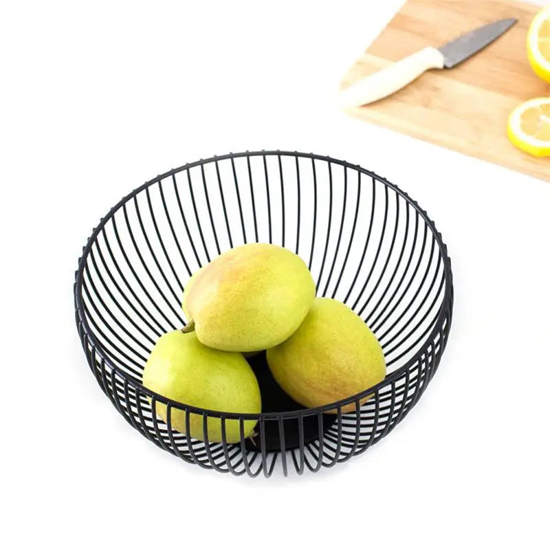 Black Storage Basket Creative European Fruit Snacks Candy Basket Desktop Bedroom Kitchen Fruit Basket Decorations Iron Hollow