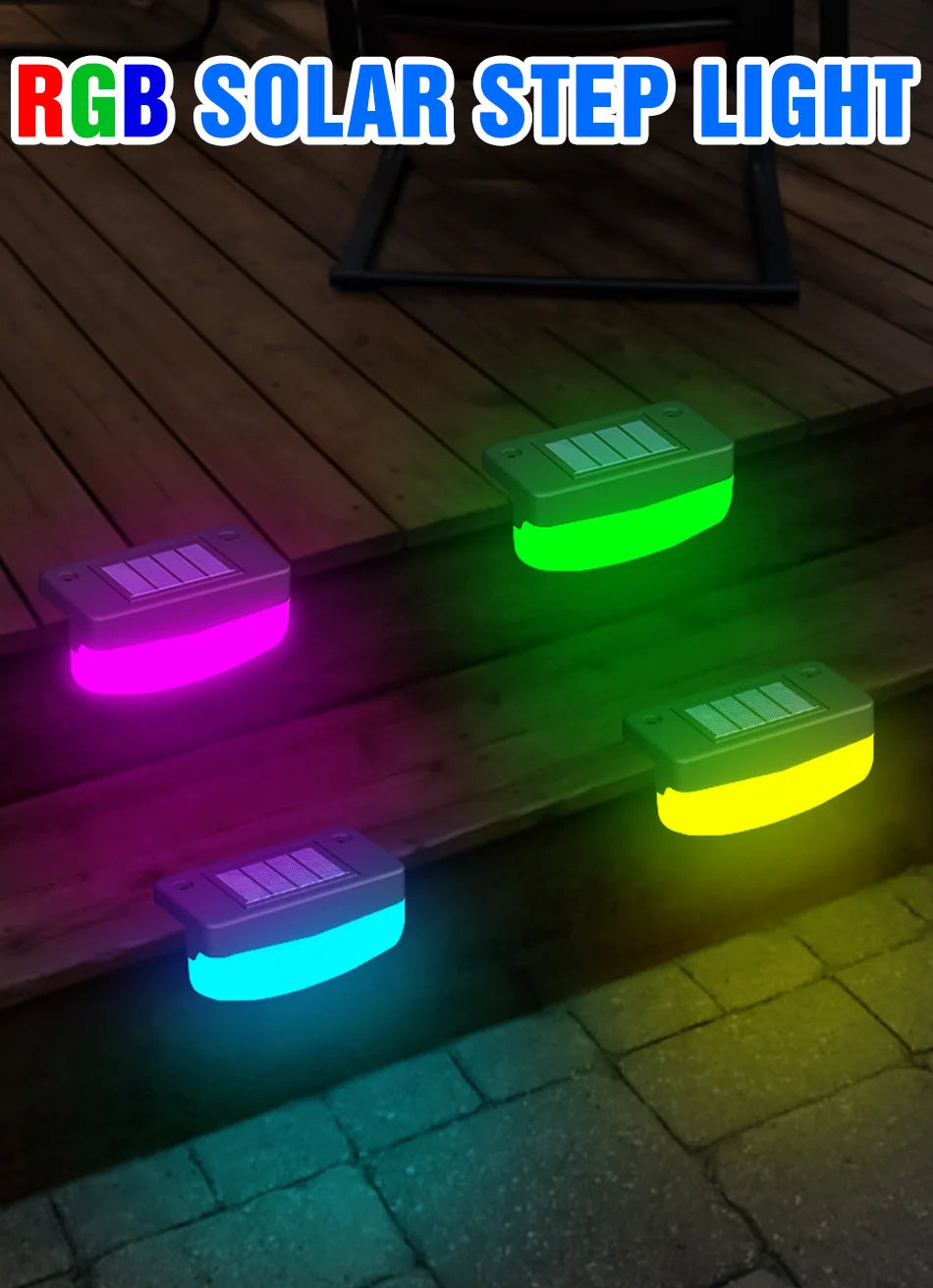 Solar LED Lamp Outdoor Stairs Step Lights Waterproof Garden Courtyard Railing Fence Corridor Atmospheric Decoration Lighting