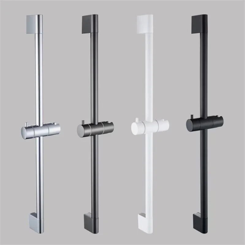 Adjustable Shower Bar Lifting Rod Extendable Wall Mount Shower Horizontal Bar Column Black White Chrome Bathroom Riser Slide