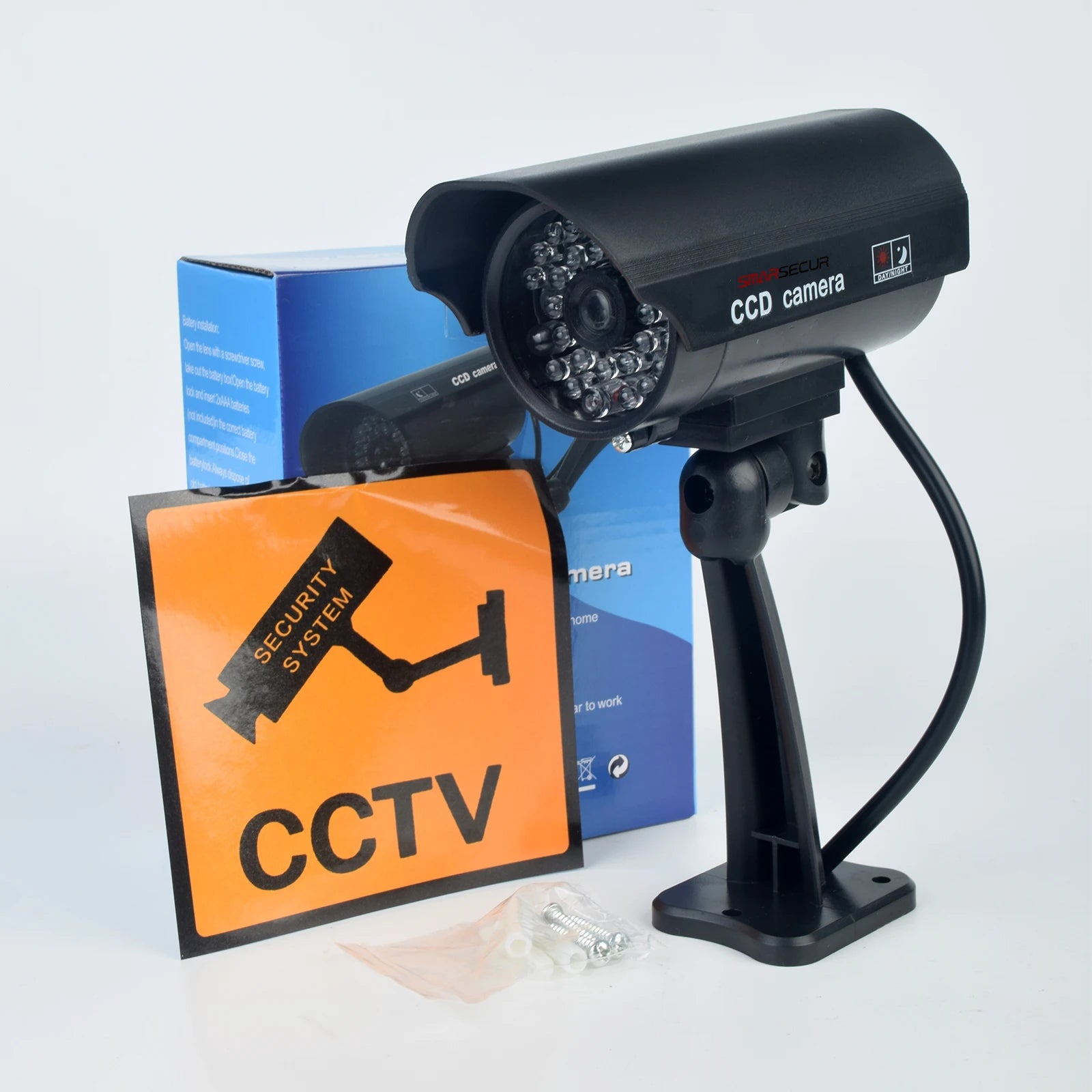 Smarsecur Fake Camera Dummy Waterproof Security CCTV Surveillance Camera With Flashing Red Led Light Outdoor Indoor