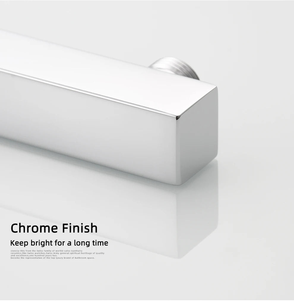 Ciencia 304 Stainless Steel Square Shower Arm G1/2 Bathroom Shower Arm Wall Mounted for Fixed Rain Shower Head