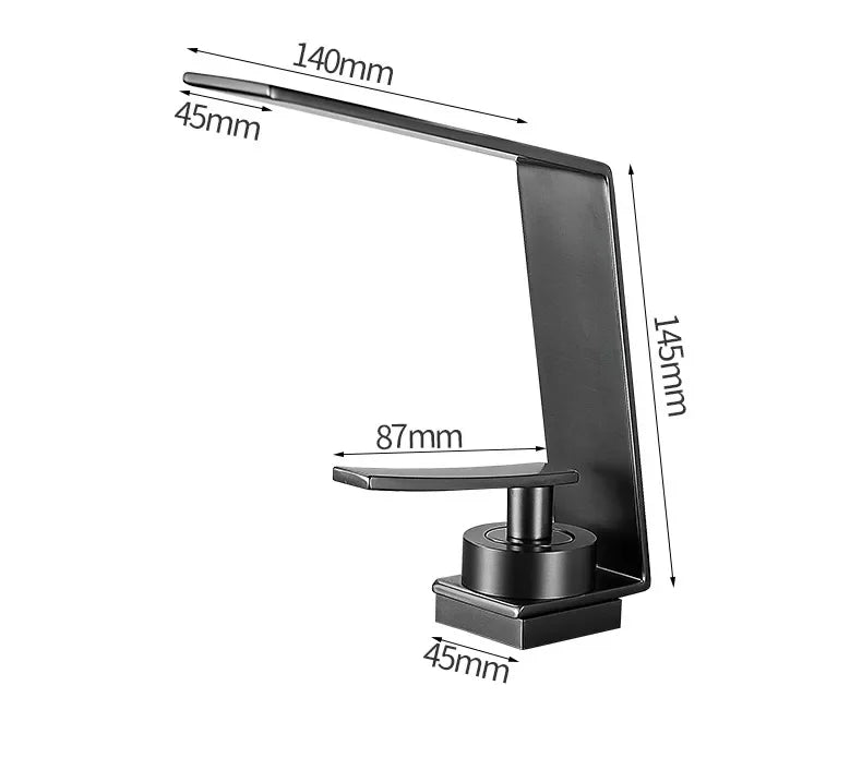 Washbasin Hot and Cold Faucet, Brass Minimalist Washbasin, Waterfall Style Bathroom, Household Washbasin Faucet